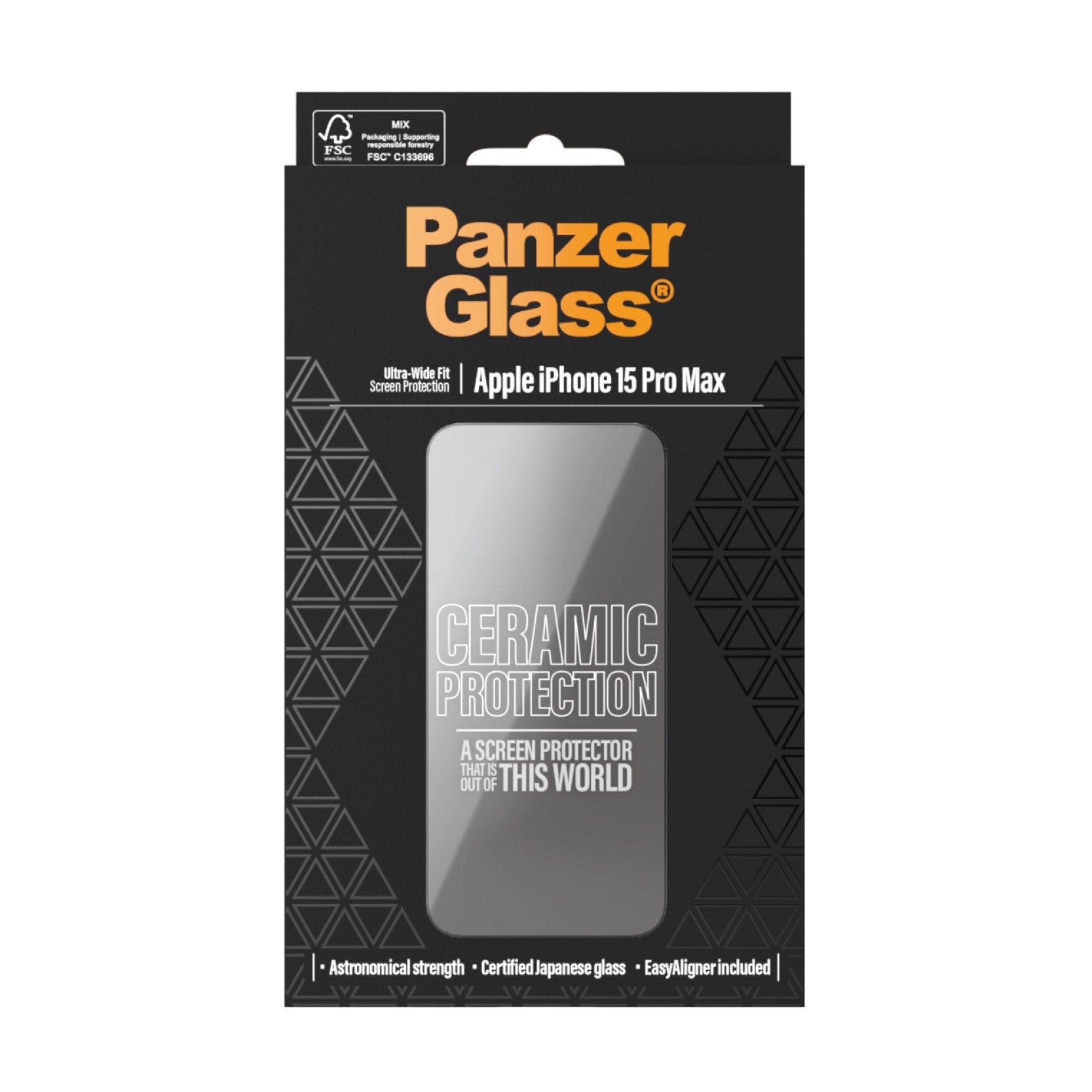 PanzerGlass® Ceramic Protection for iPhone 15 Pro Max | Ultra-Wide Fit m. EasyAligner m. EasyAligner
